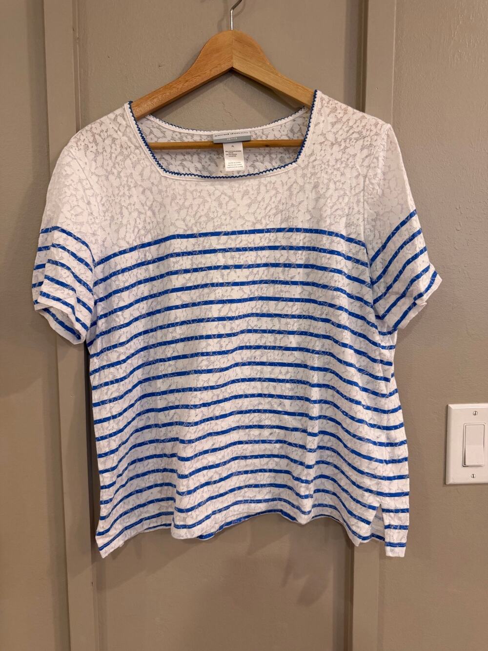 Alfred Dunner PL women’s top shirt blue white